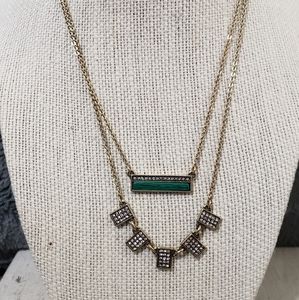 Gold and green layered necklace